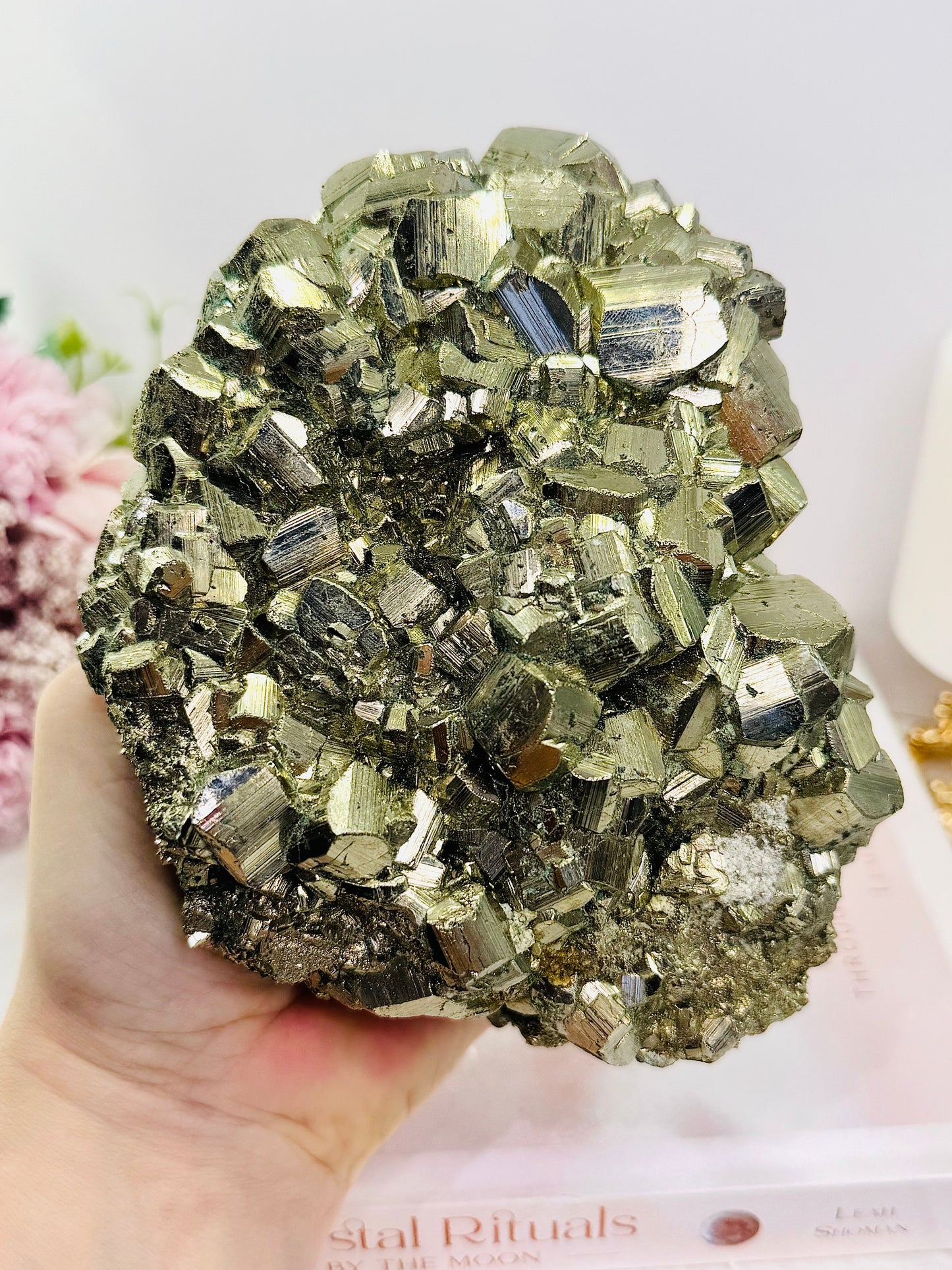 High Grade Incredible Large 1.84KG 15cm Cubed Pyrite Specimen On Stand