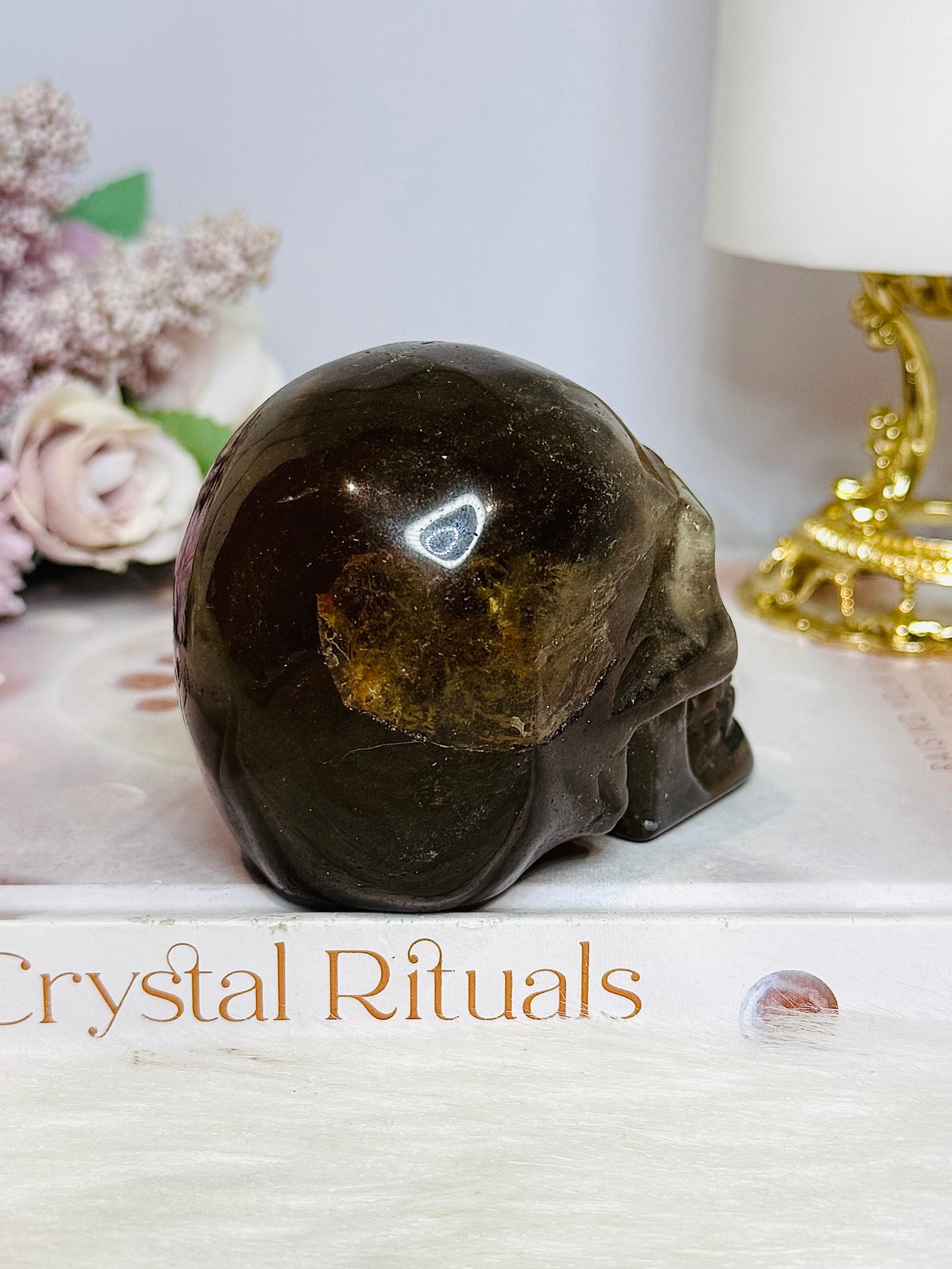 Smokey Quartz Carved Skull 373g 8.5cm