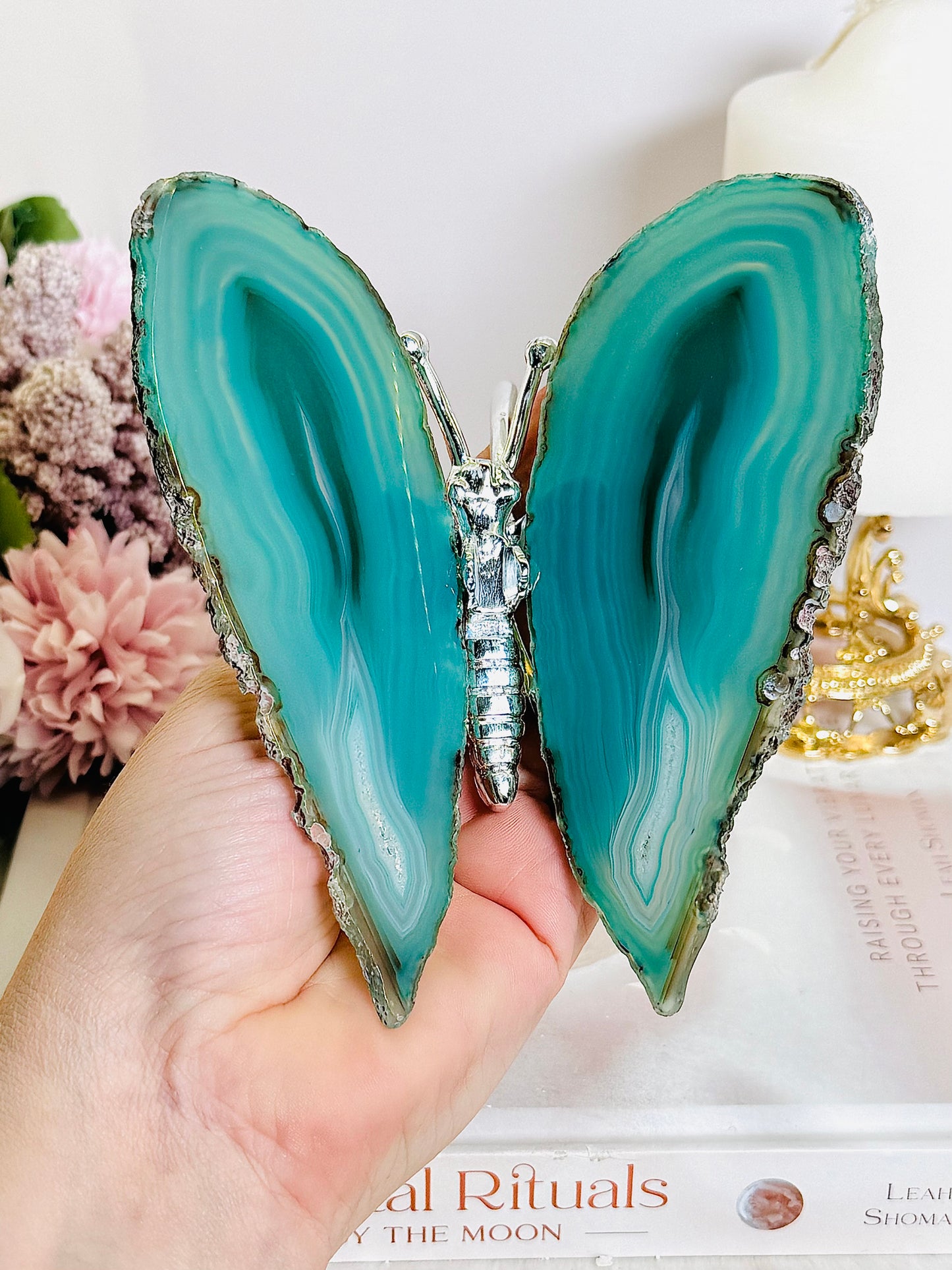 Amazing Large Green Agate Butterfly From Brazil 13cm