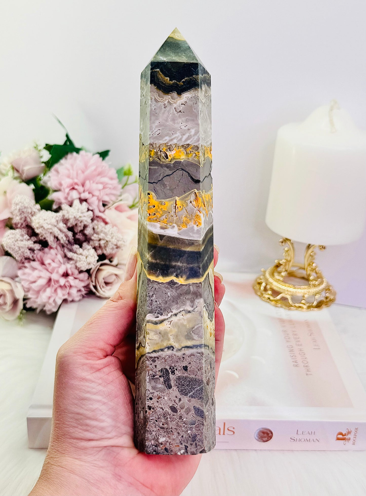 Strength & Courage ~ Stunning Large 21.5cm Bumblebee Jasper Tower