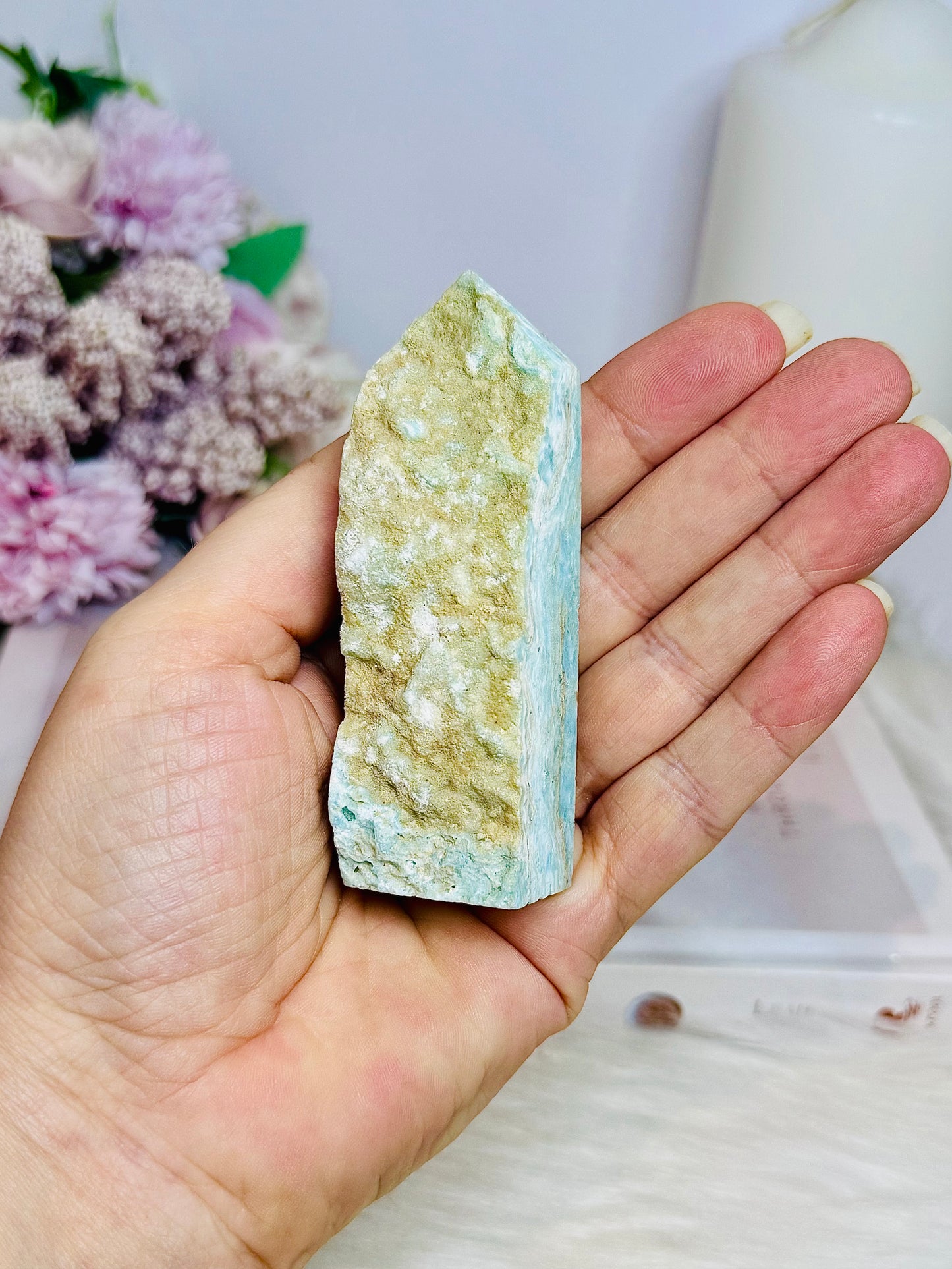 Blue Hemimorphite Druzy Tower 8.5cm