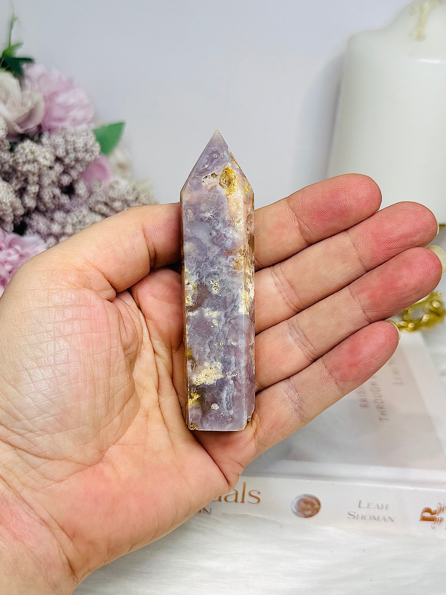 Druzy Lilac Agate Tower 9cm