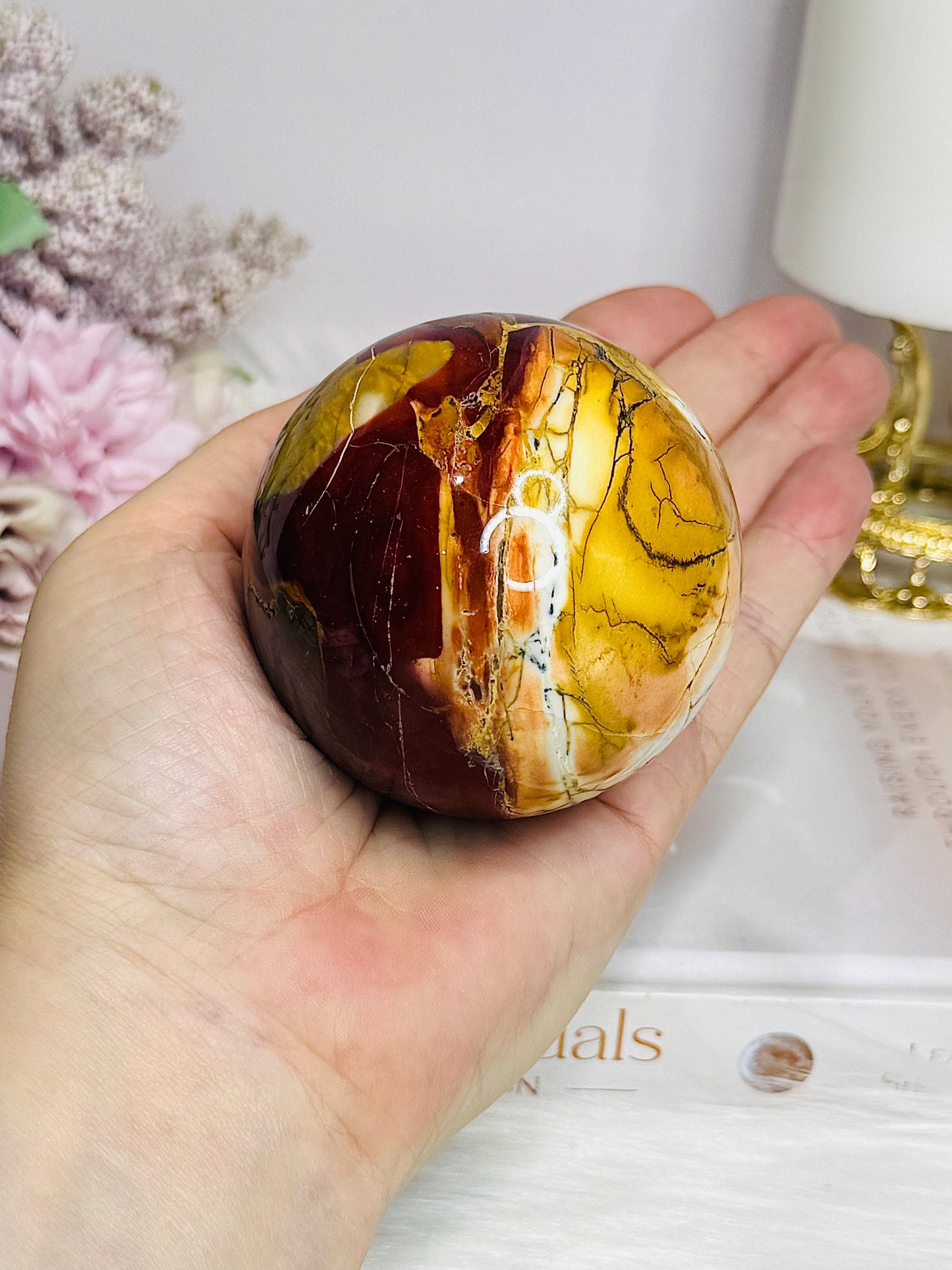 Large Mookaite Jasper Sphere on Stand 330g