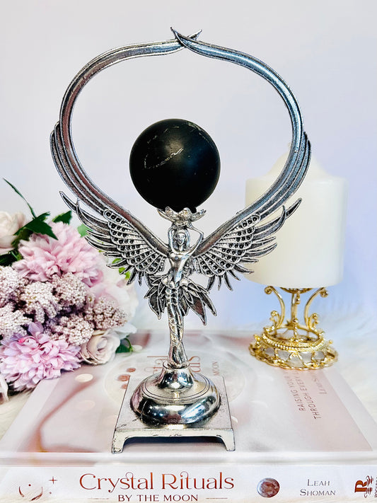 Absolutely Stunning Large Rose Gold Fairy Stand with Shungite Sphere 21.5cm Tall