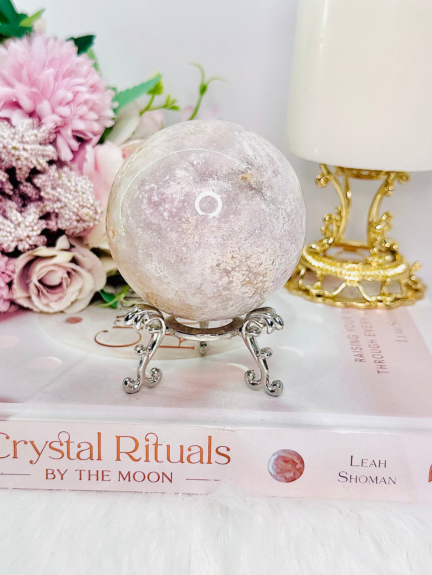 Classy & Fabulous 351gram Druzy Pink Amethyst Sphere On Stand From Brazil