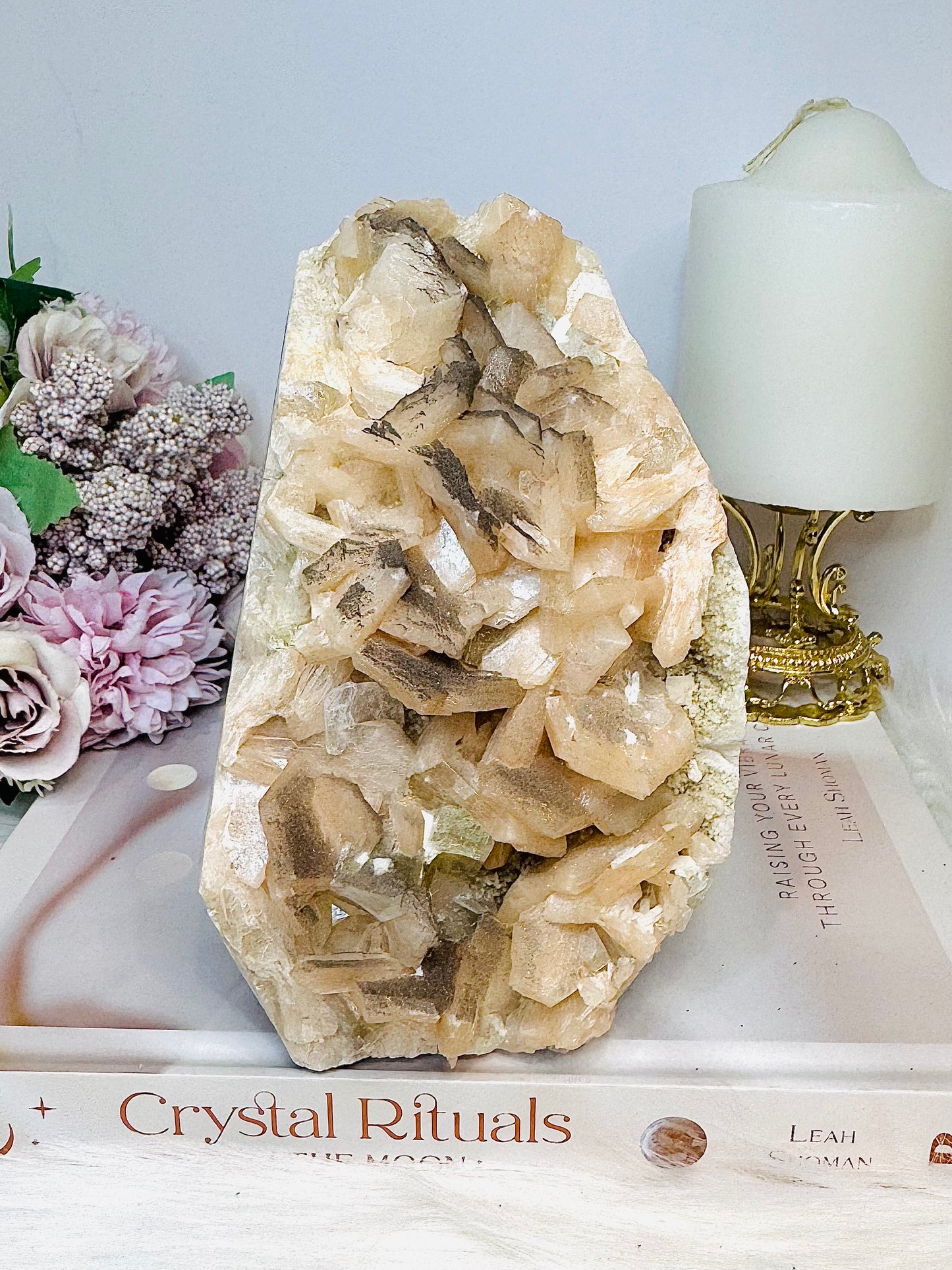 Large Natural Apophyllite X Calcite Freeform 855g 14cm