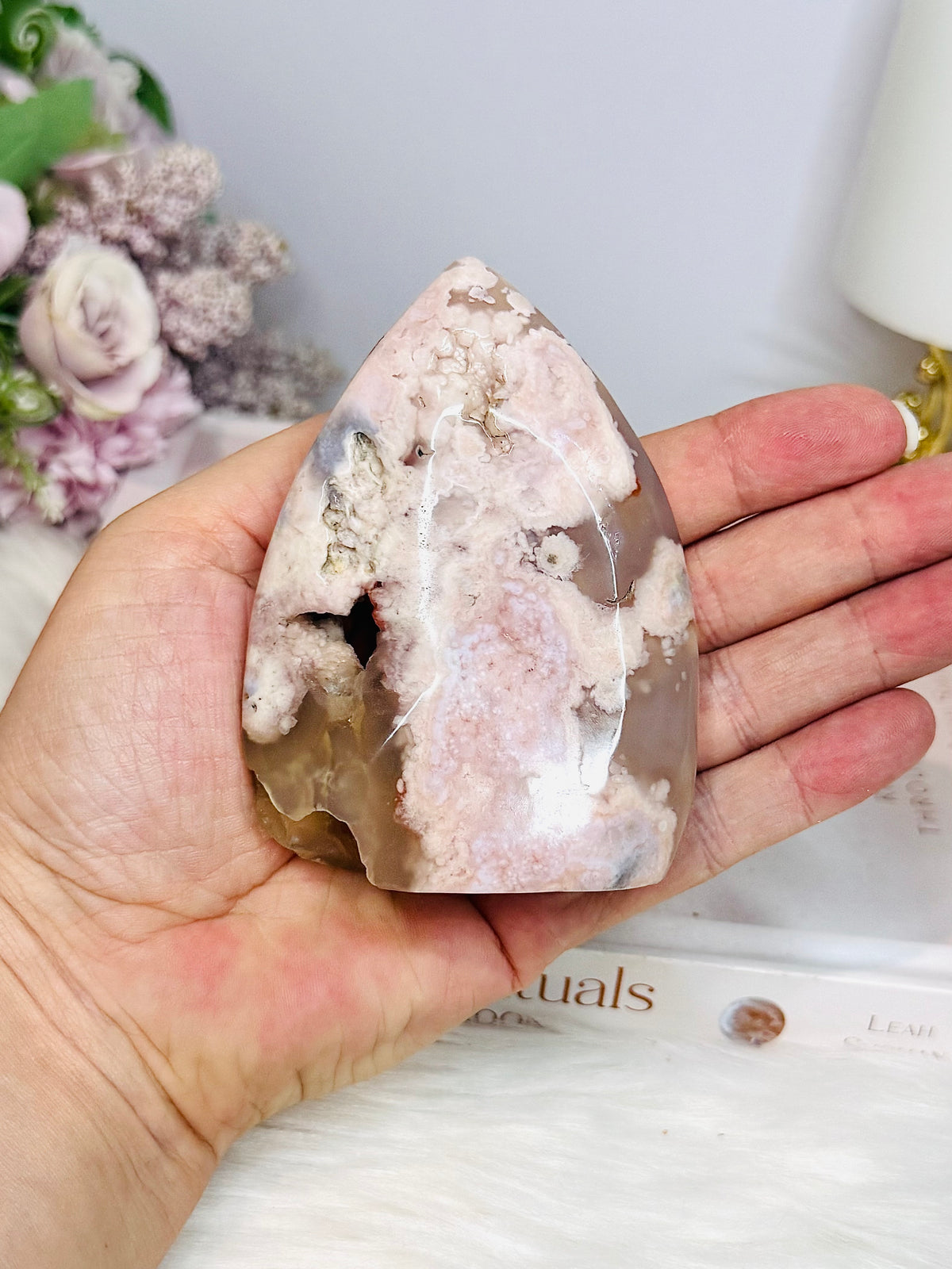 Flower Agate Druzy Flame 9cm 227g