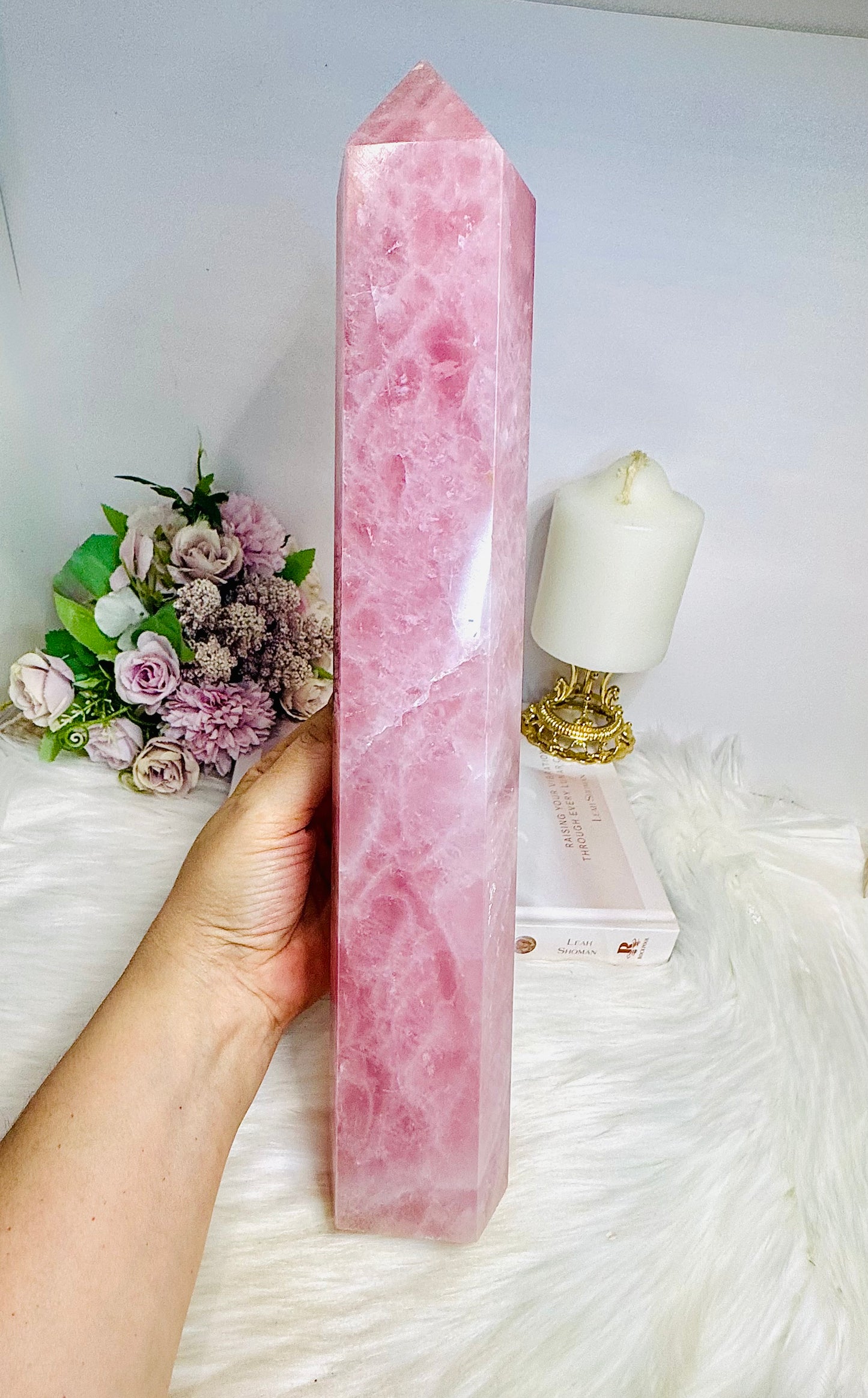 Huge Very Pink Natural Rose Quartz Tower | Generator 36cm 2.17KG