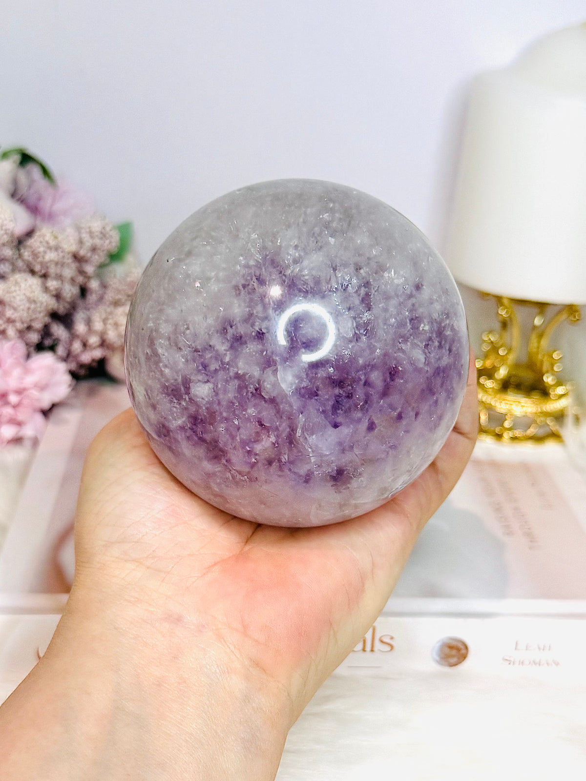 Large High Grade Purple Agate Sphere on Stand 851g