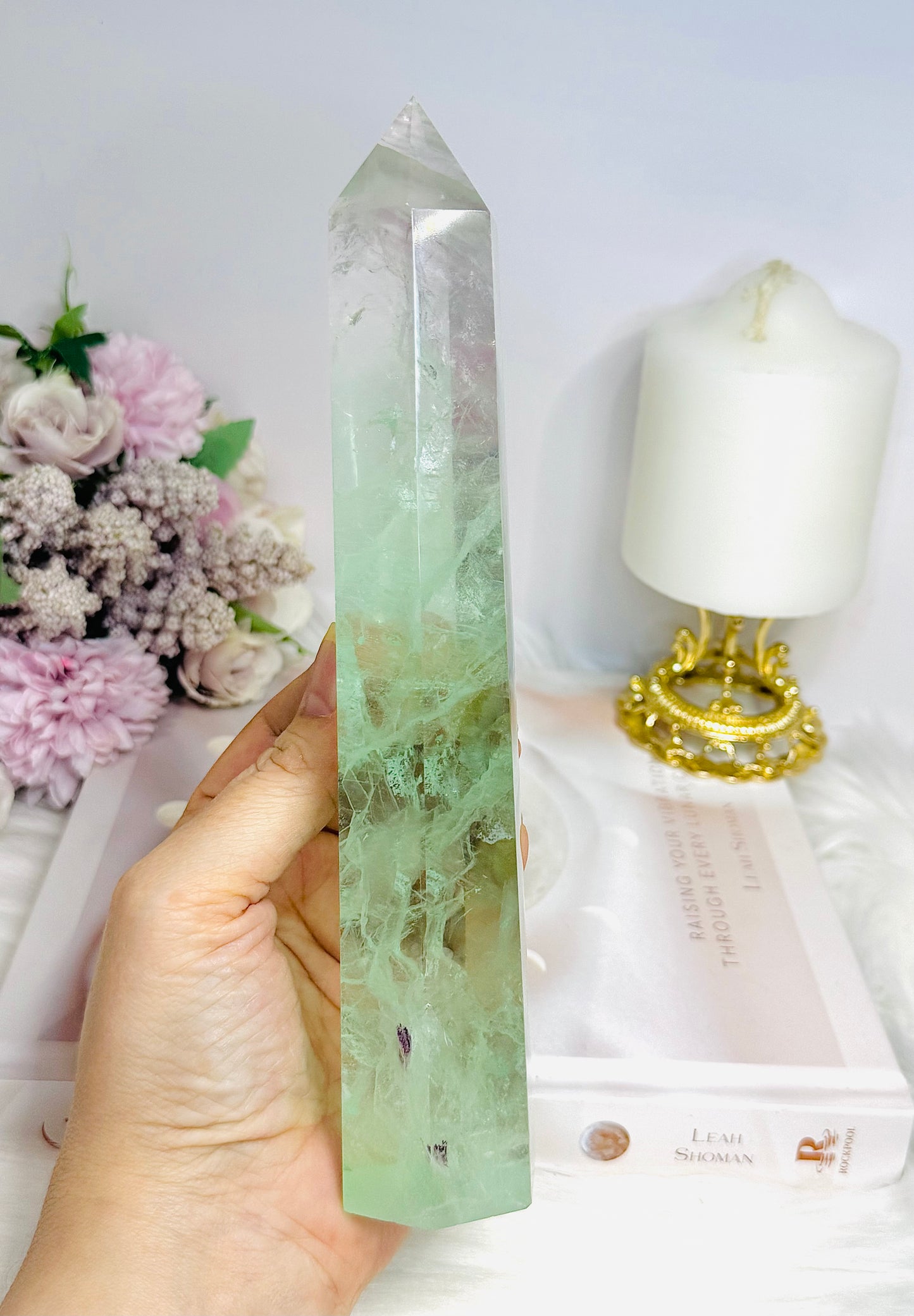 Large Watermelon Fluorite Tower 21.5cm