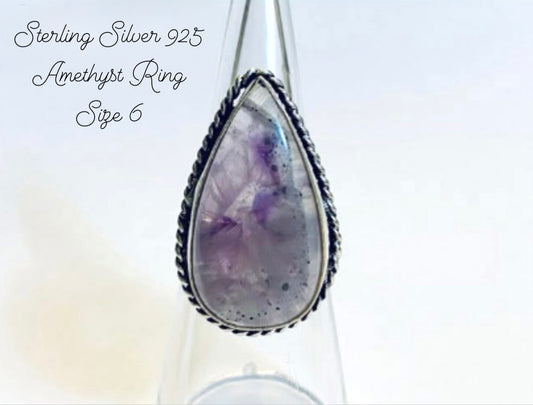 Sterling Silver 925 Amethyst Ring Size 6