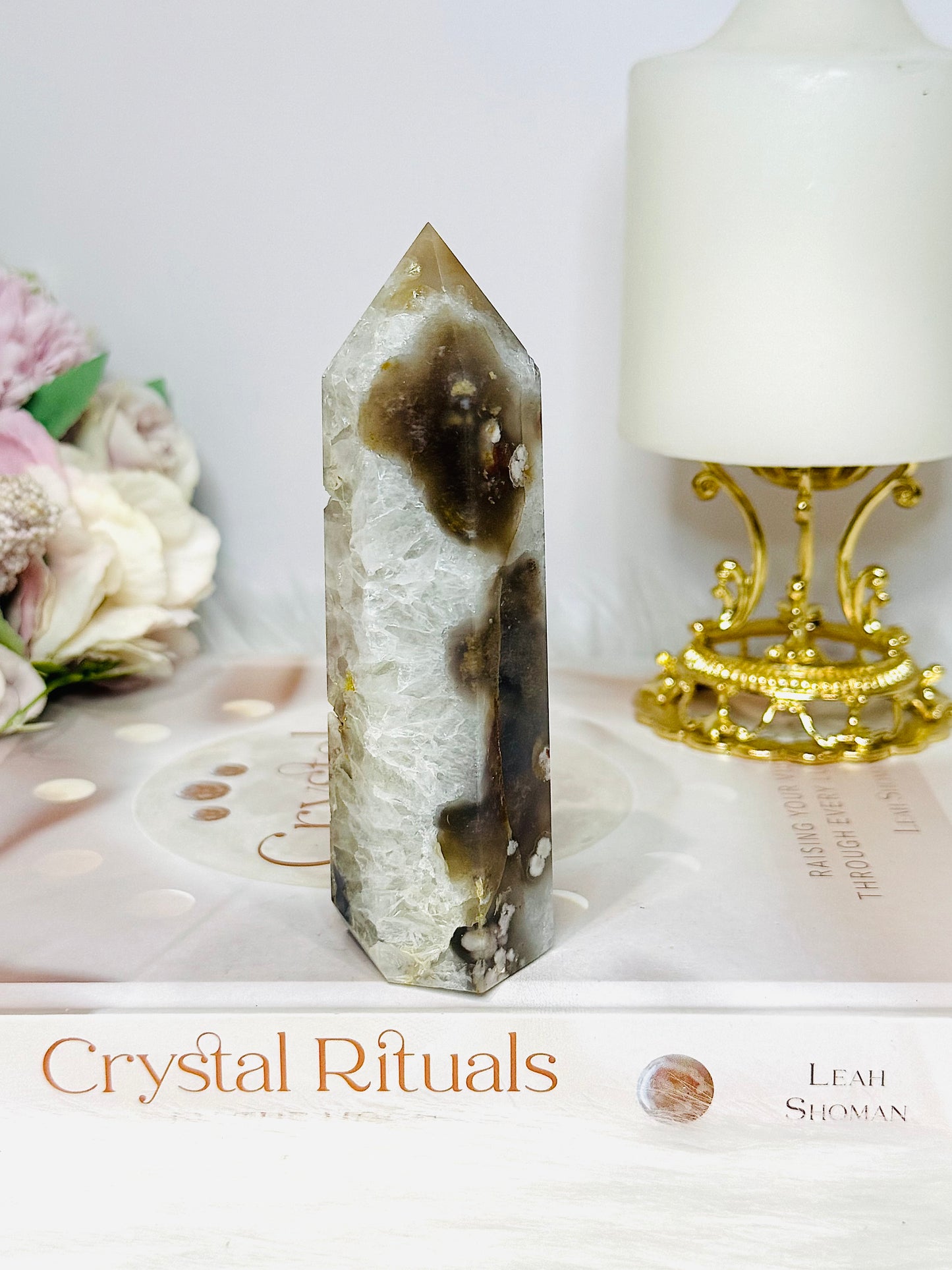 Druzy Flower Agate Tower 12cm