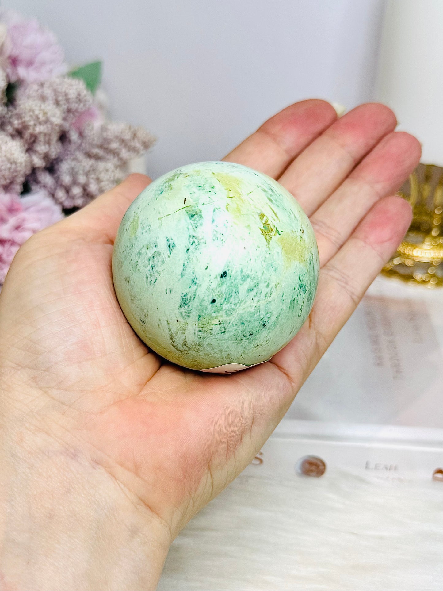 A Rare Stone ~ Genuine Inca Turquoise Sphere 210g On Stand