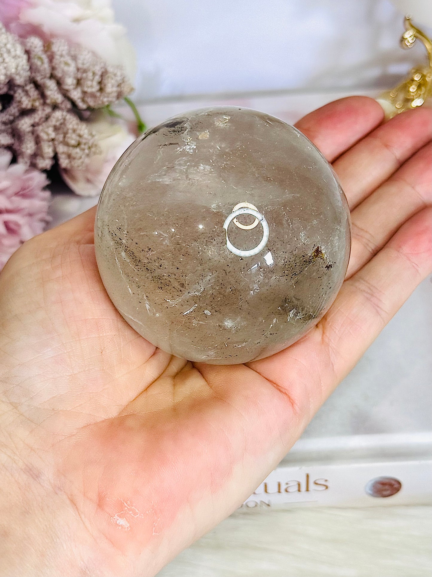 Large Garden Quartz Sphere On Stand 378grams