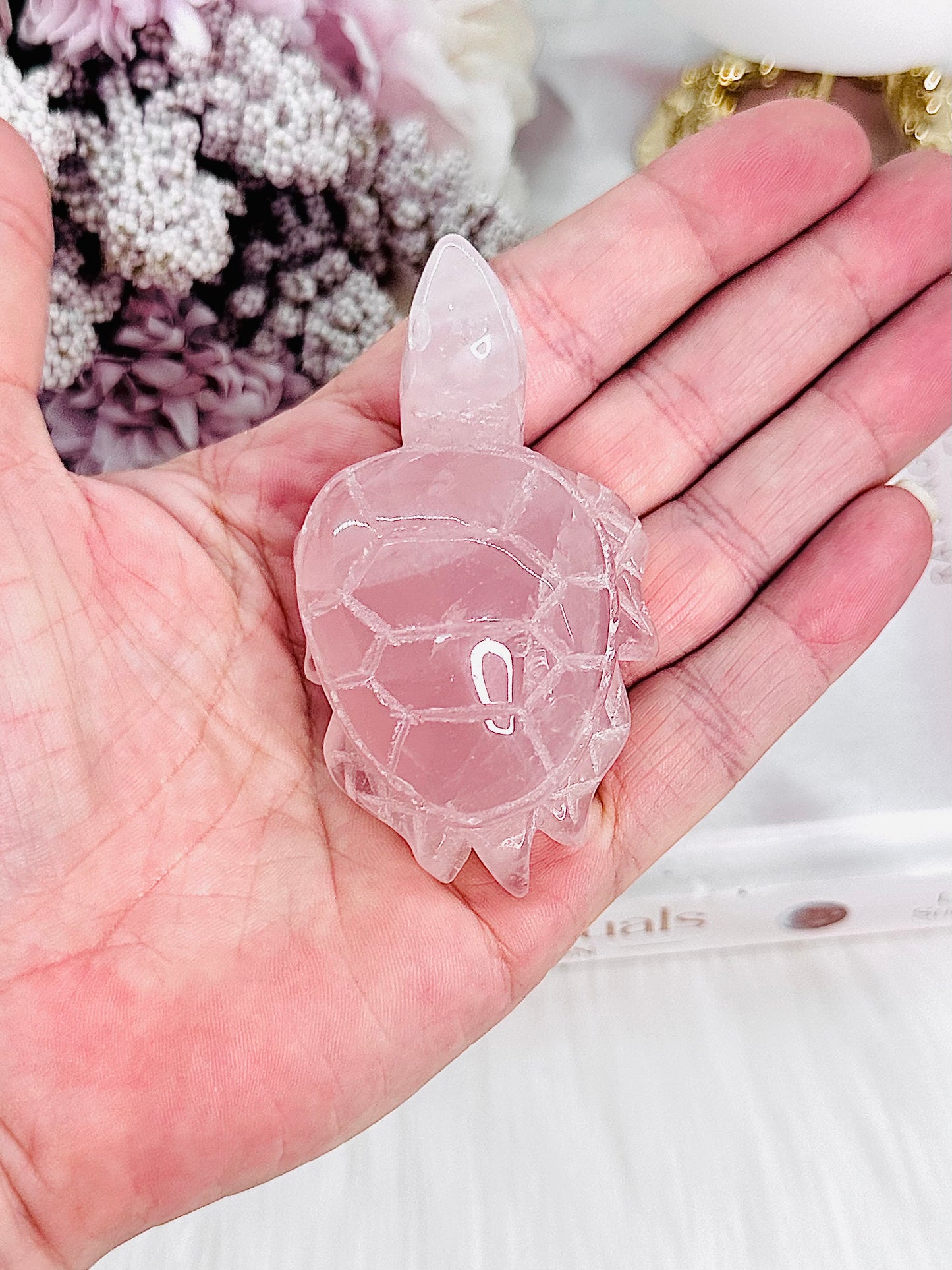 Absolutely Beautiful High Grade Rose Quartz Carved Turtle 7cm