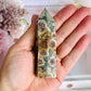 Beautiful Chunky 9cm Green Firework | Flower Agate Tower