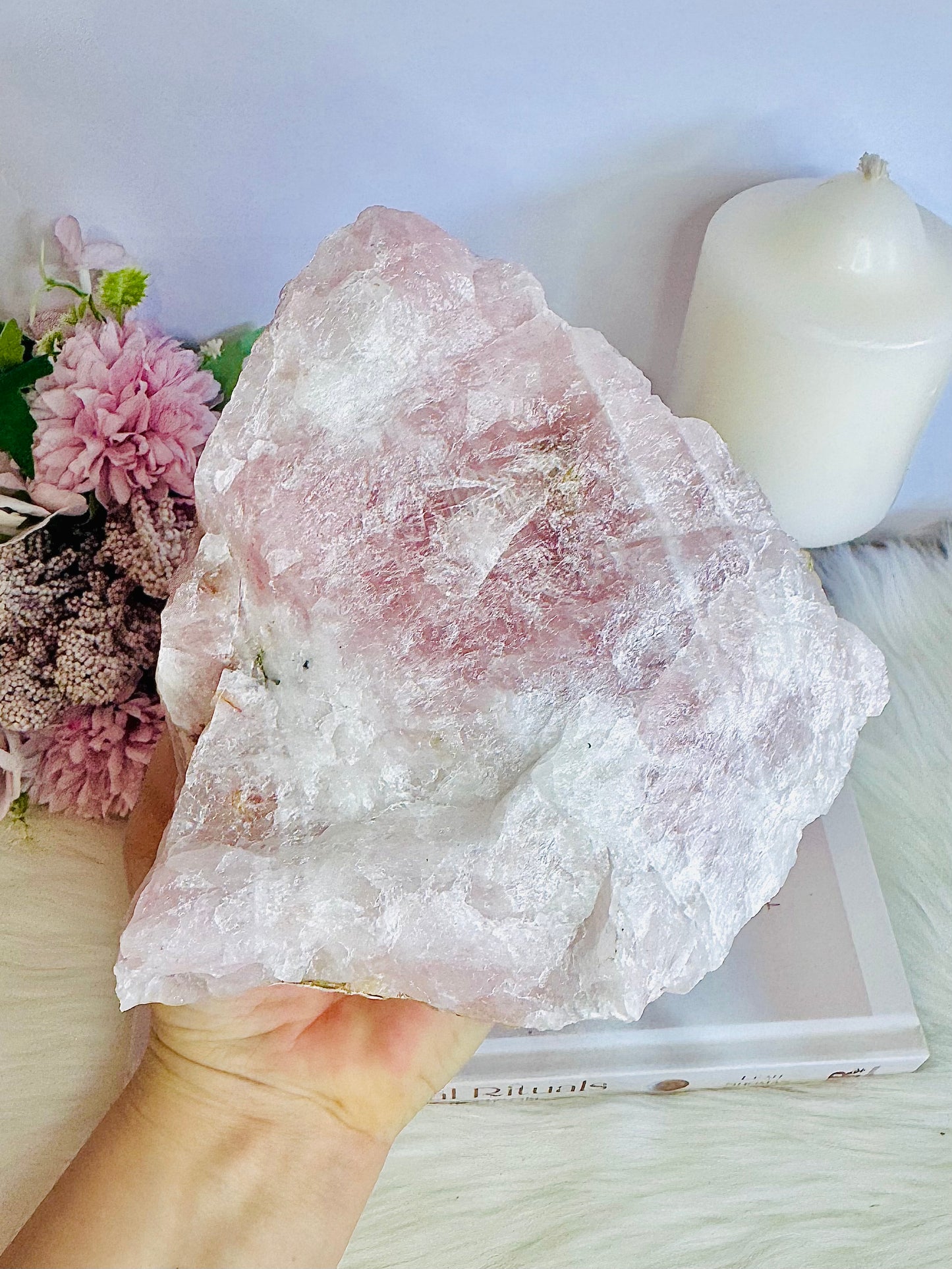 Huge Raw Natural Rose Quartz Specimen | Freeform 2.2KG 14cm