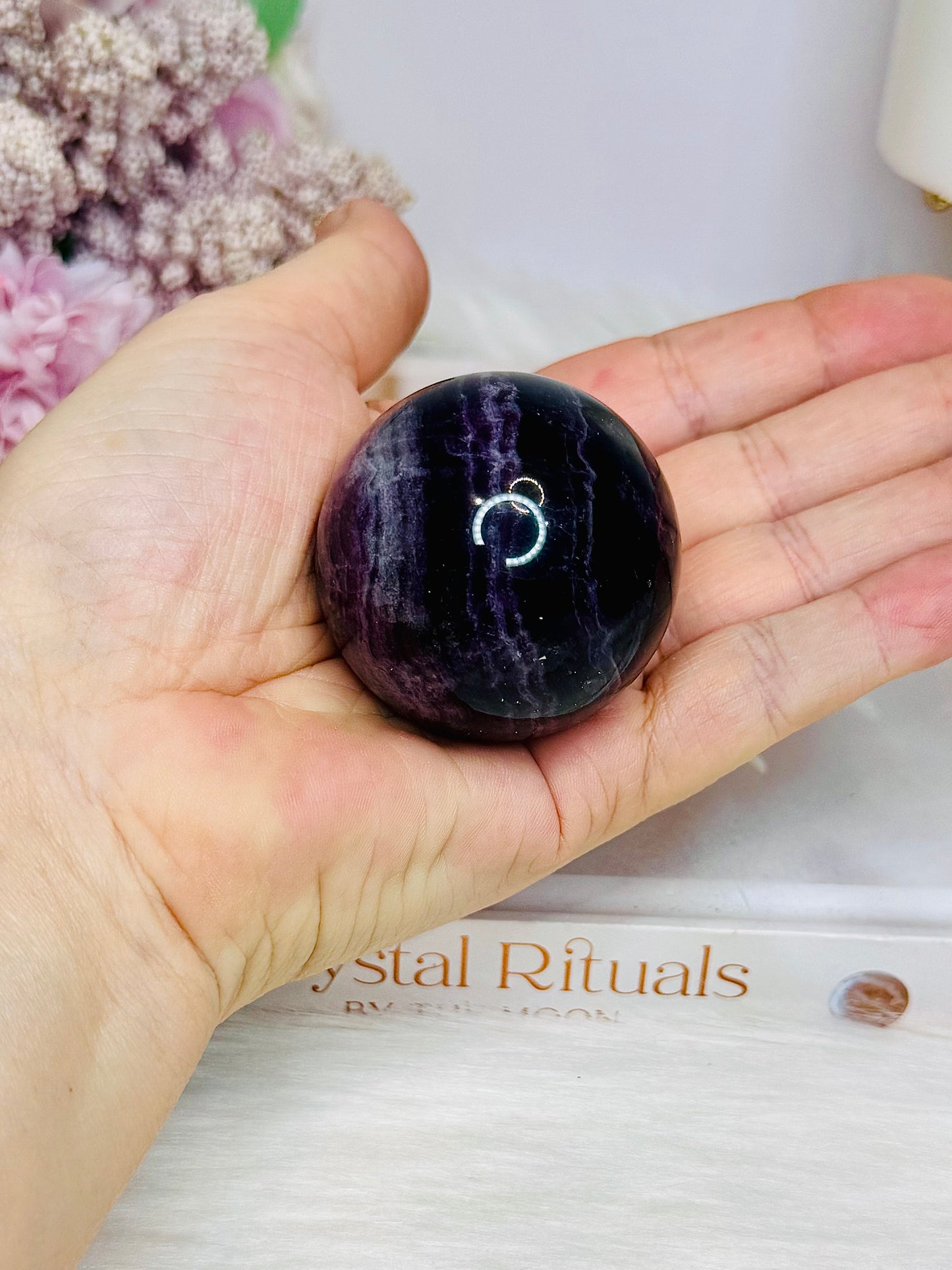 High Grade Purple Fluorite Sphere on Stand 160g