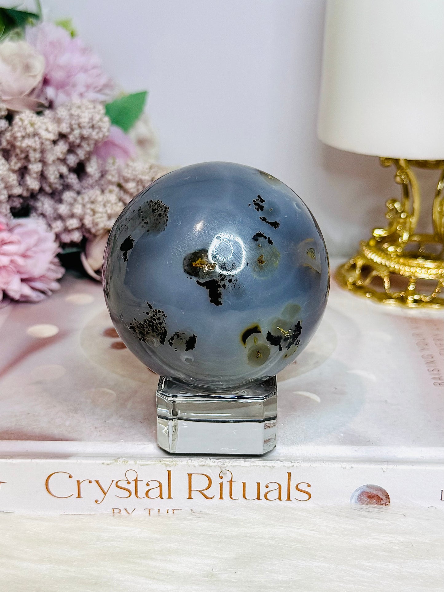 Large Agate Sphere On Stand 381g