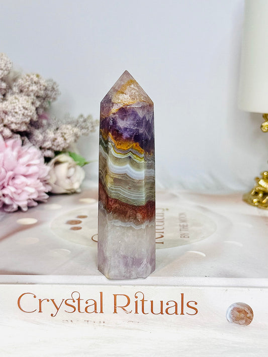 Crazy Lace Amethyst Tower 9cm