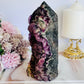 Absolutely Incredible Large Chunky 17cm Natural Druzy Purple Root Fluorite Tower