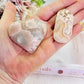 Gorgeous Pink Amethyst Carved Heart & Palmstone Set