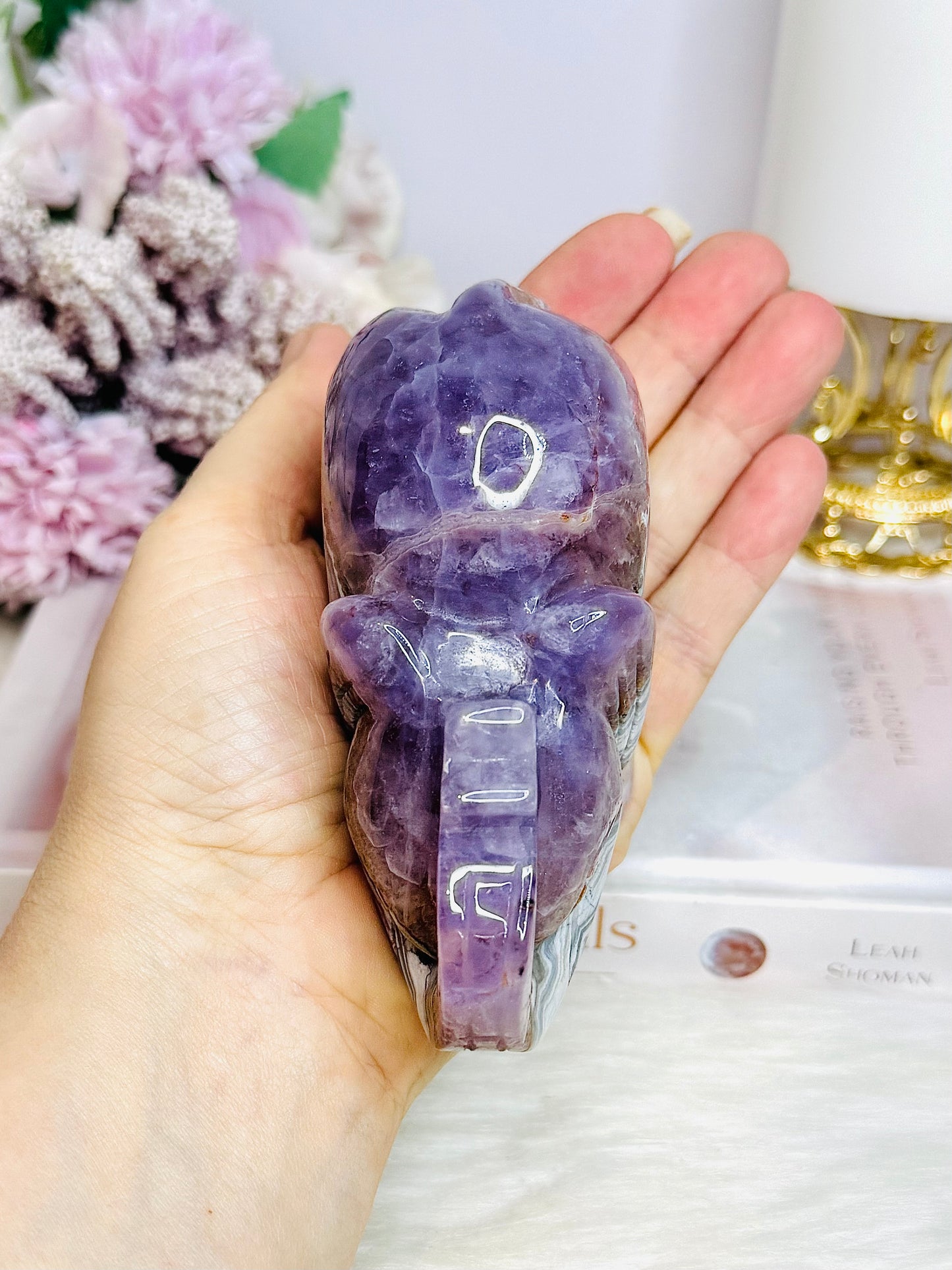 Amethyst X Mexican Lace Agate Elephant 11cm 367g