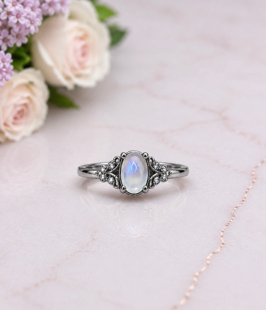 Adjustable Moonstone Ring In Gift Bag