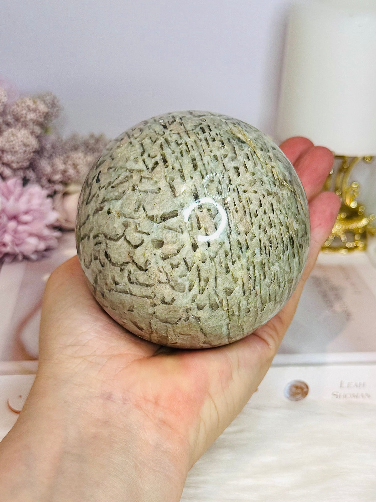 Large Graphic Feldspa Flashy Sphere On Stand 840g