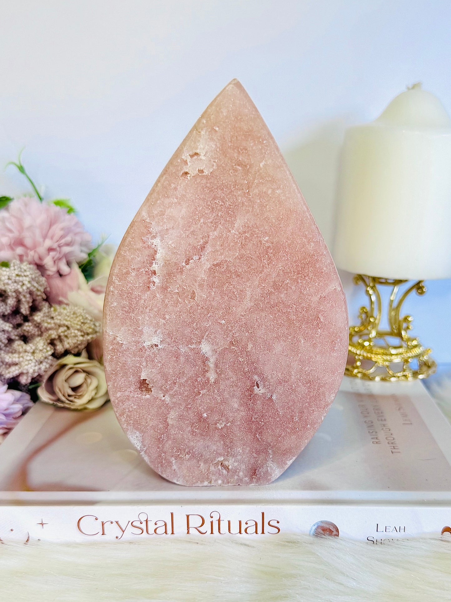 Large Chunky 15cm Pink Amethyst Druzy Carved Flame | Freeform