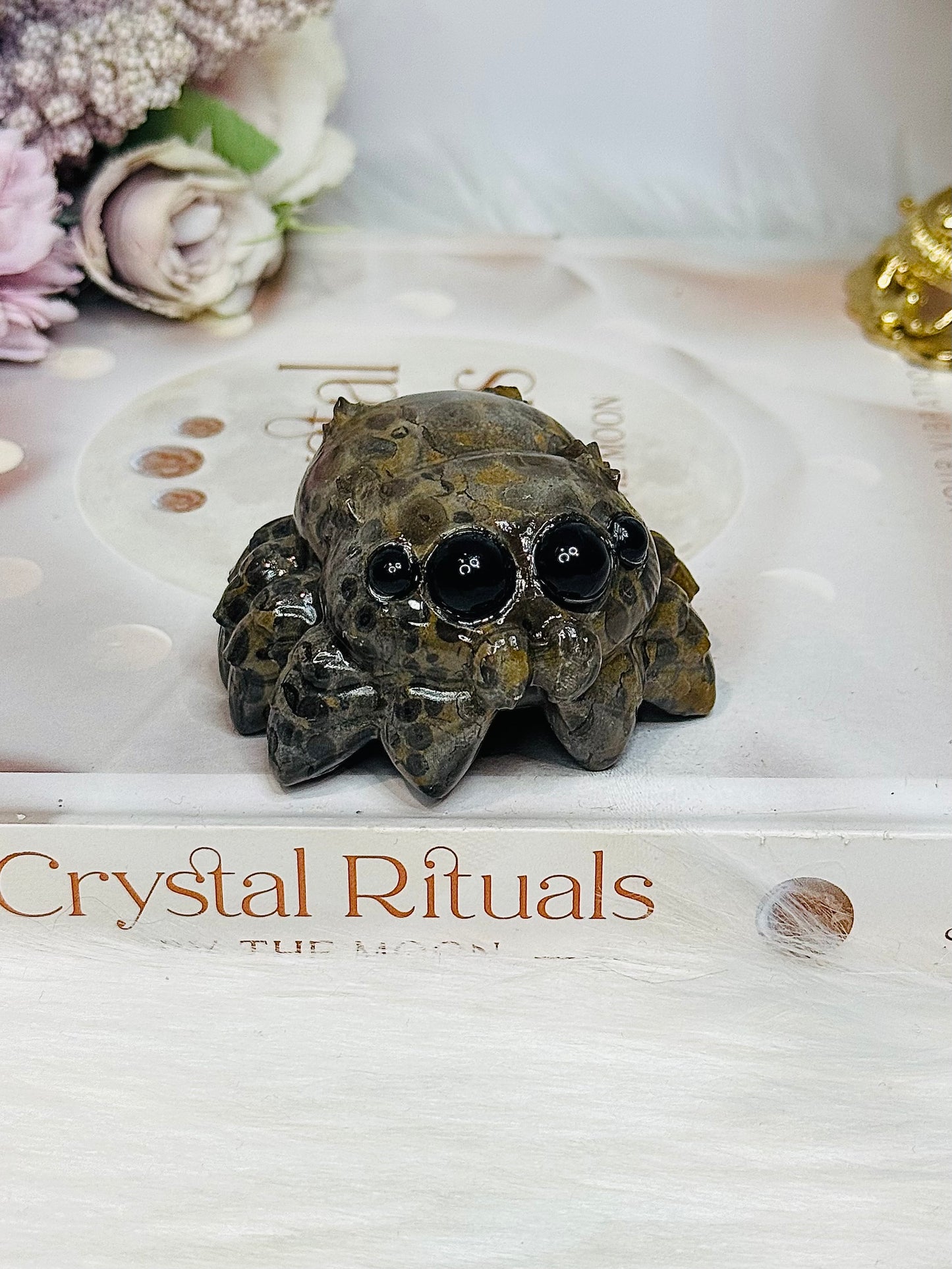 Ocean Jasper Spider Carving 5cm