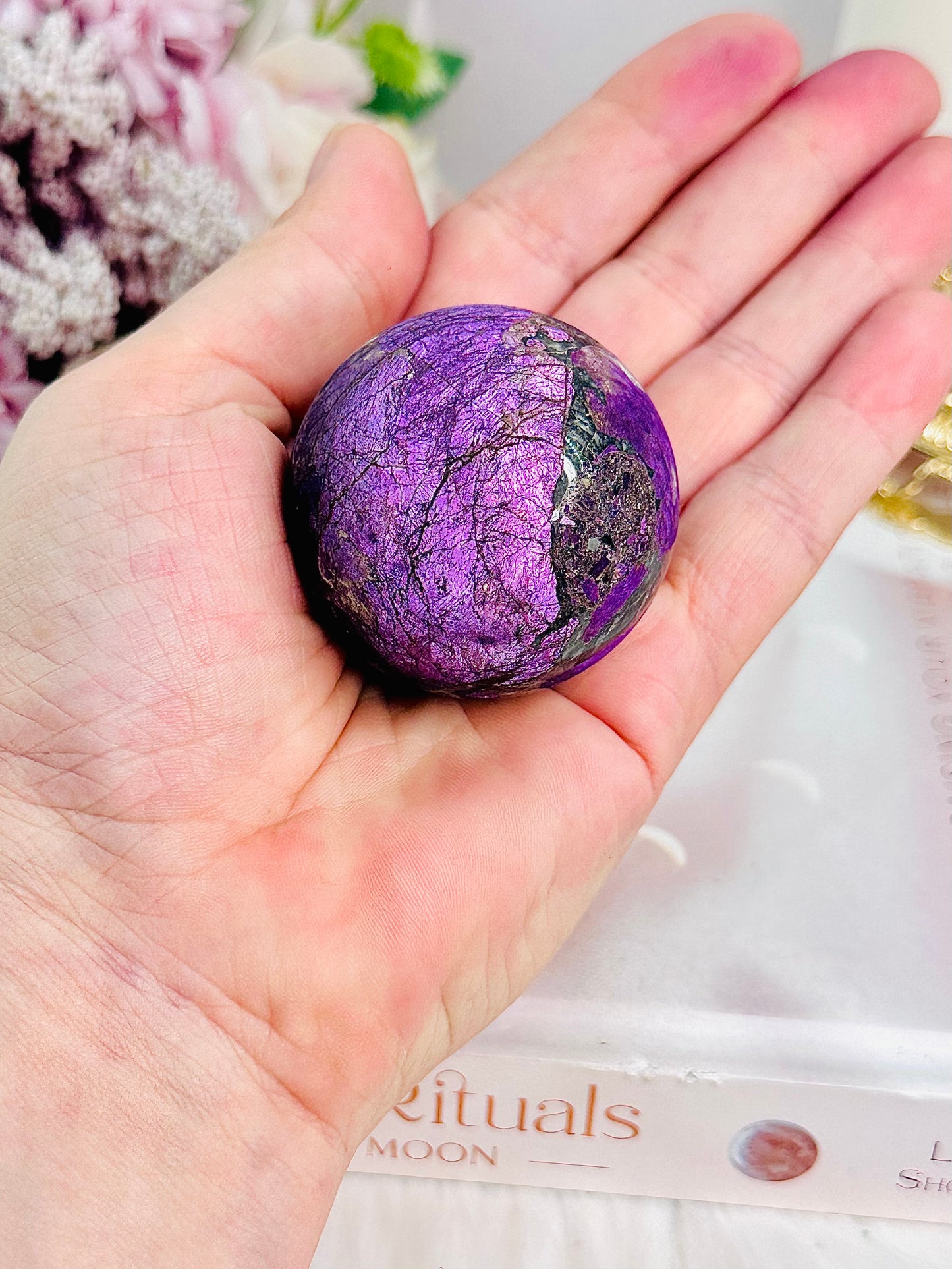 A Rare Stone ~ A Stone Of Freedom ~ Stunning 153gram Purpurite Sphere On Stand