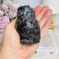 Chunky Garnet In Astrophyllite Carved Owl 9cm 410g