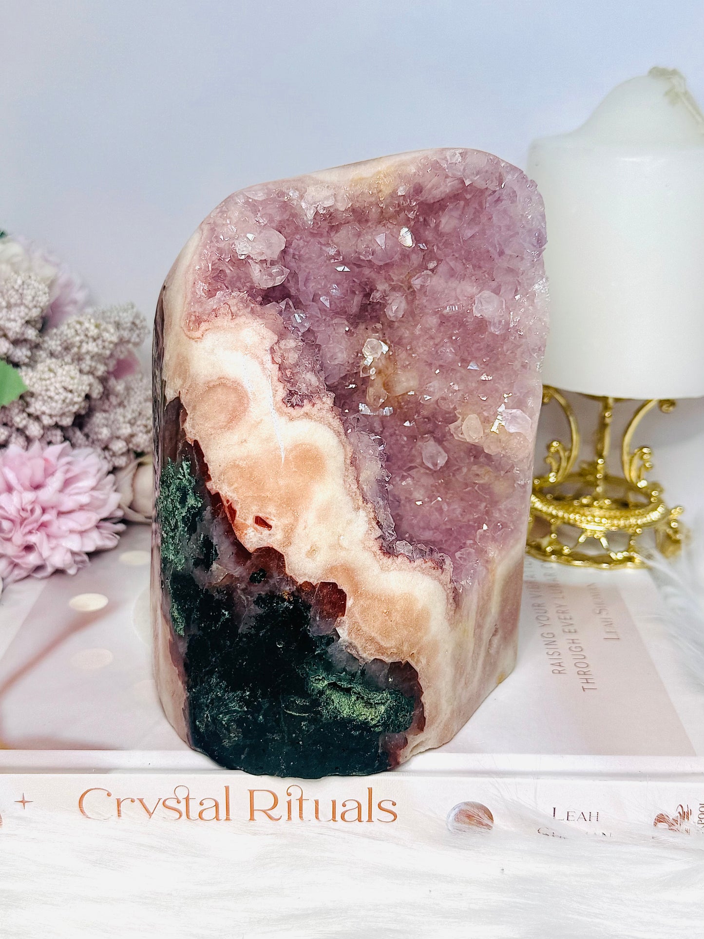 High Grade Pink Amethyst Druzy Freeform with Jasper Inclusions 14.5cm 1.8KG