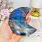 High Grade Large Labradorite Carved Moon Full of Flash 19.5cm
