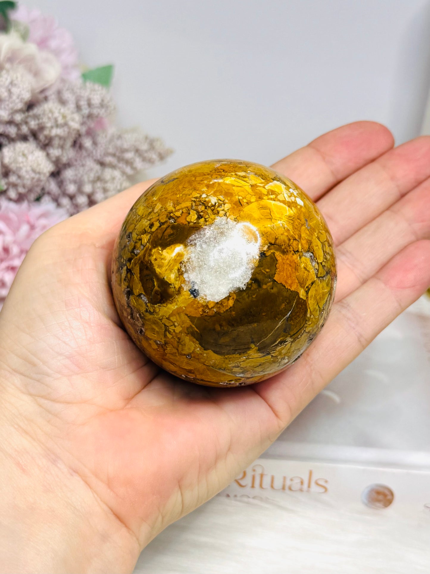 Brecciated Jasper Druzy Sphere on Stand 340g
