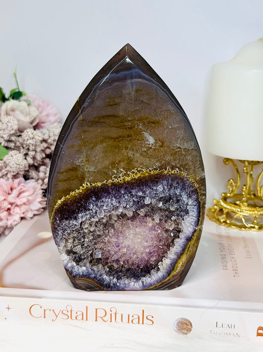 Large Druzy Agate Amethyst Carved Freeform 16cm