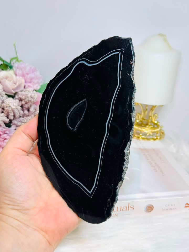 Large Black Agate Slab 17cm