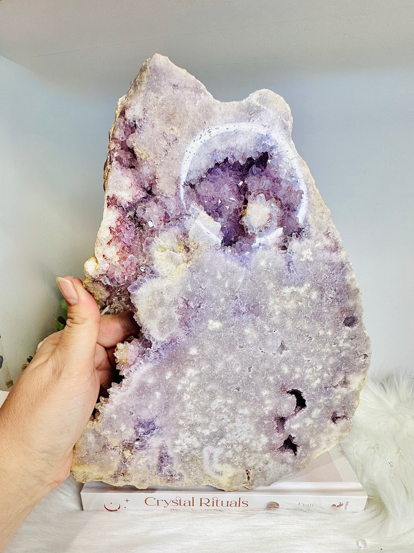 High Grade Pink Amethyst Large Druzy Slab 24.5cm 2.3KG