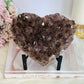 Magnificent 15cm Wide Amethyst Cluster Carved Heart On Custom Stand