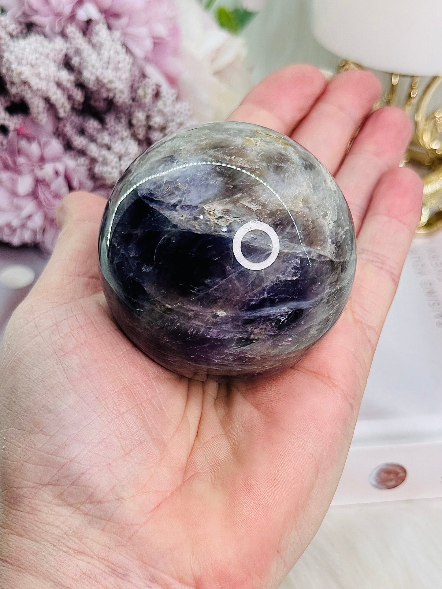 Peace & Tranquility ~ Gorgeous Amethyst Sphere 299grams From Brazil On Stand (Glass stand in pic is display only)