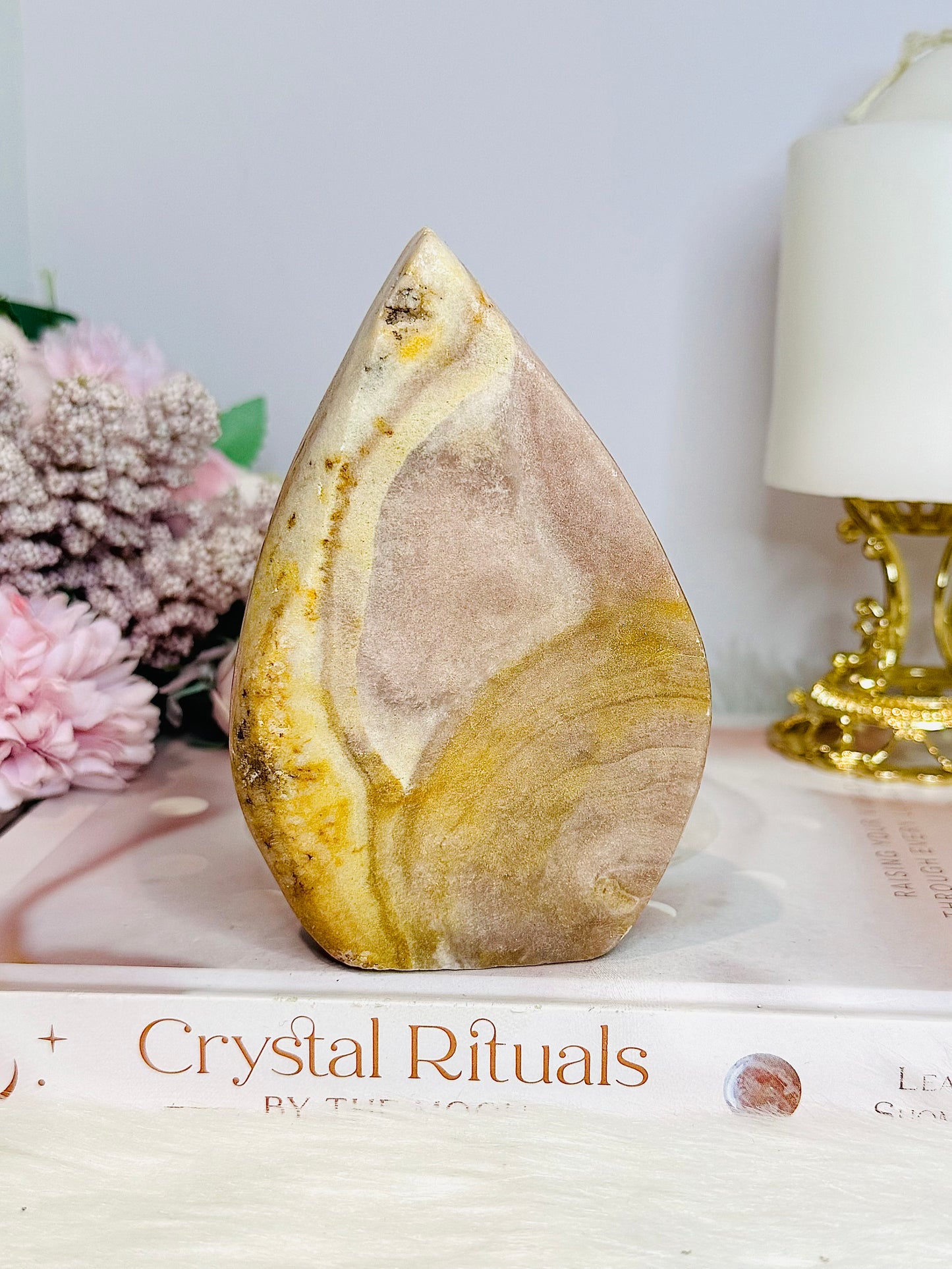 Druzy Pink Amethyst Carved Flame | Teardrop 12cm 362g