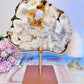 Large 23.5cm 1.5KG Druzy Pink Amethyst Slab On Rose Gold Stand