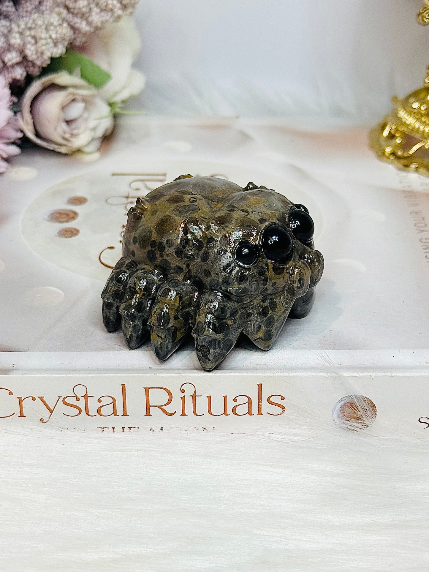 Ocean Jasper Spider Carving 5cm