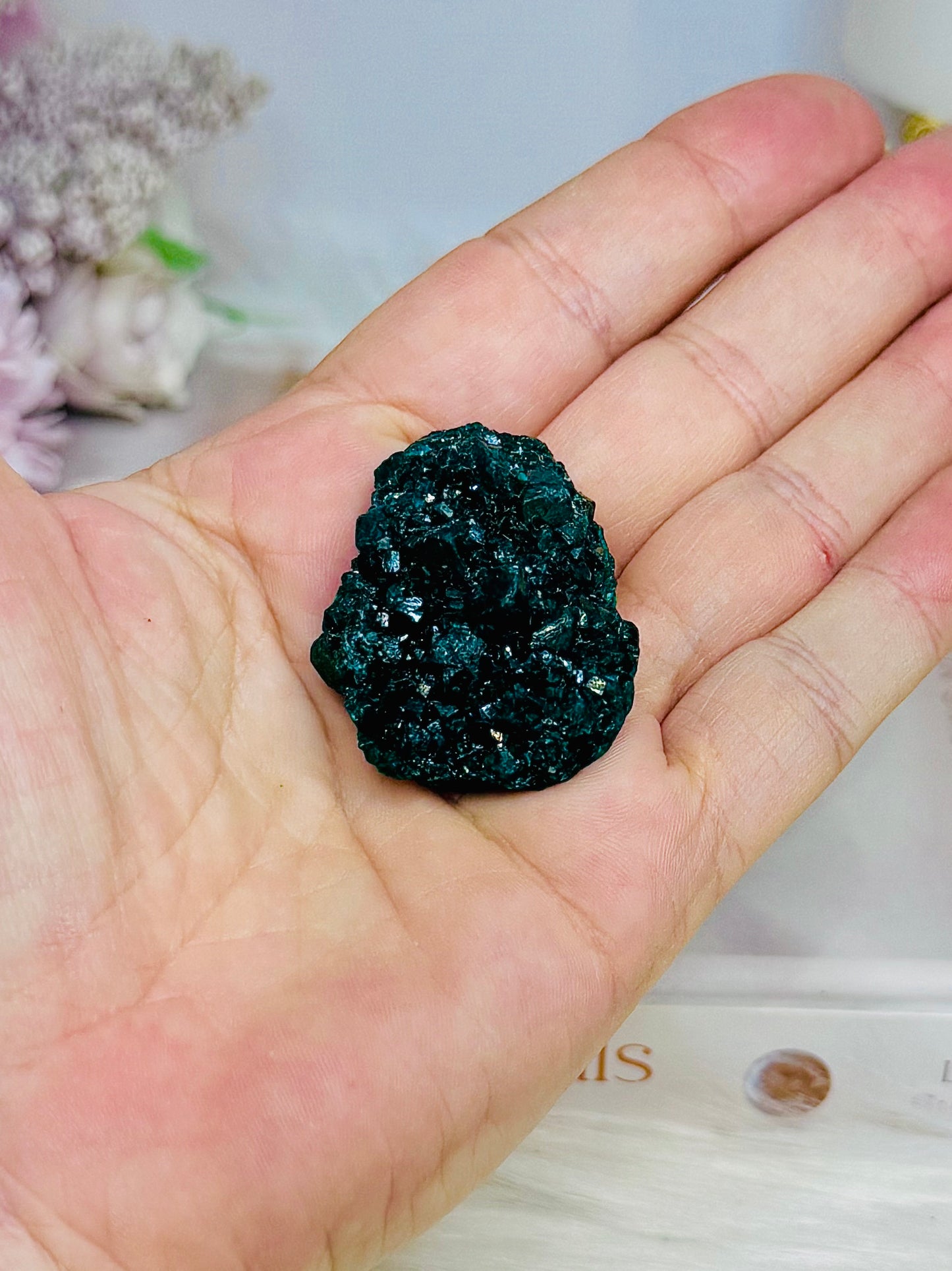 Rare Green Dioptase Specimen On Stand 4cm