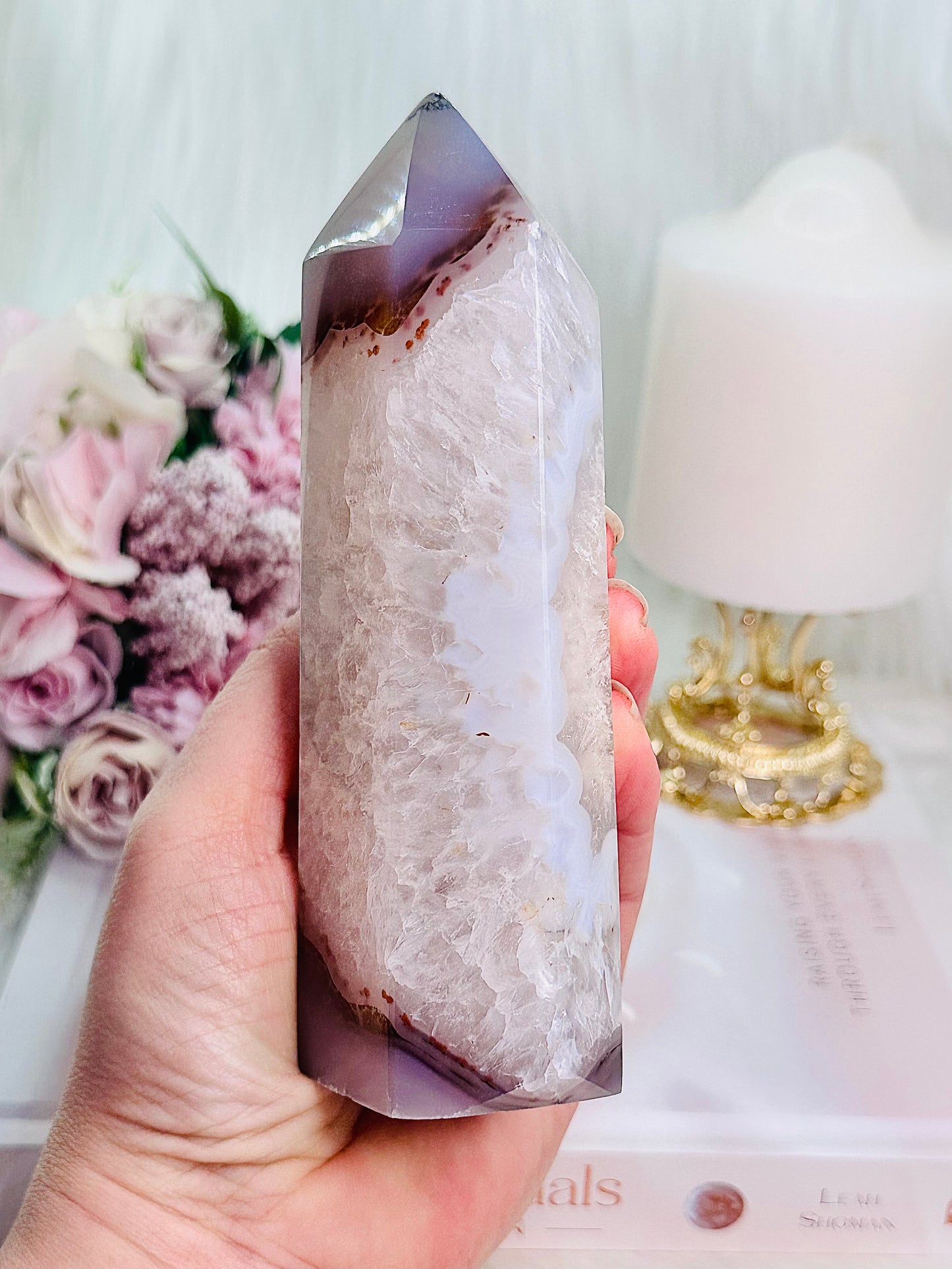 Divine & Incredibly Stunning High Grade Sparkling Chunky Sugar Druzy Agate Tower 15cm Tall From Brazil