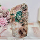 Large Pink Amethyst Druzy Freeform with Moss Agate Inclusions 775g