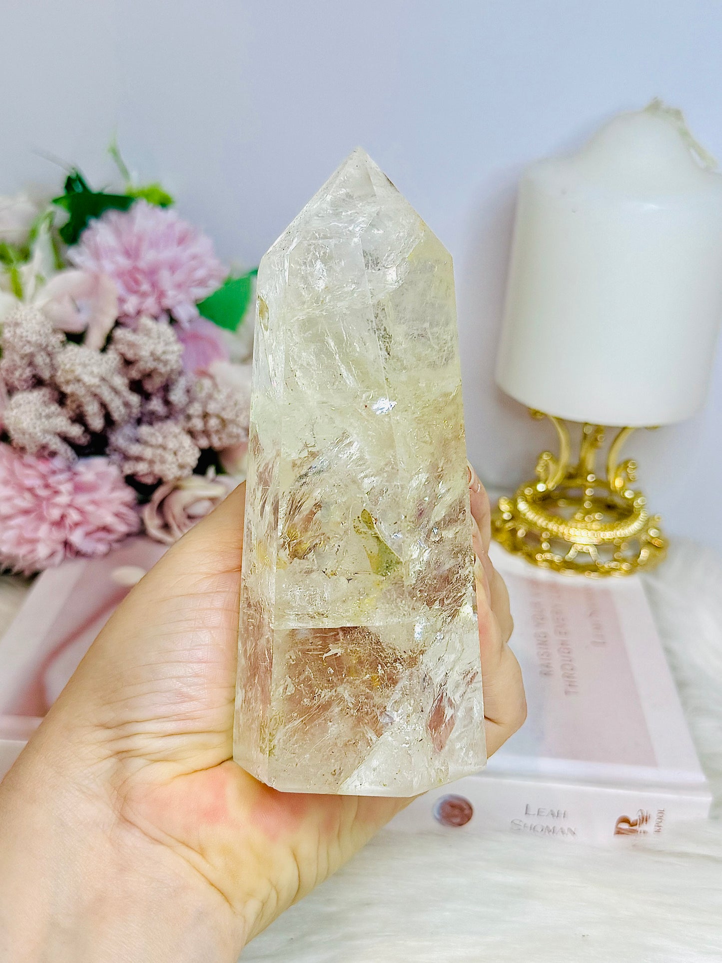 High Grade Clear Quartz Tower with Rainbows 13.5cm 434g