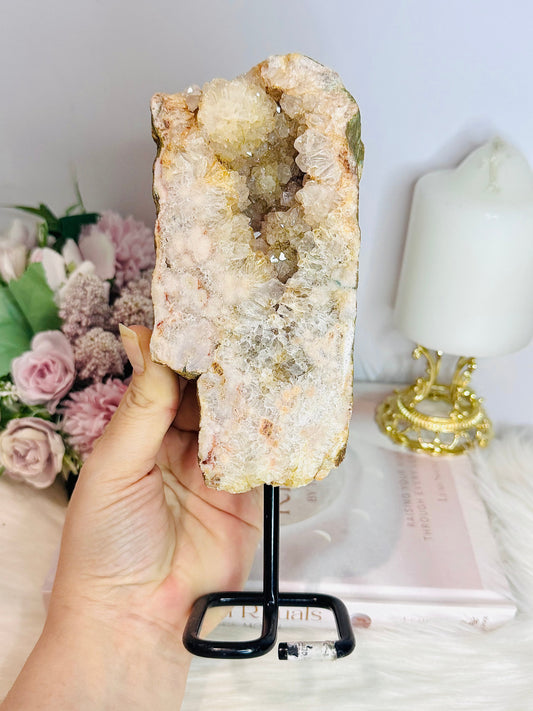 Druzy Pink Amethyst Slab On Stand 20cm 685g
