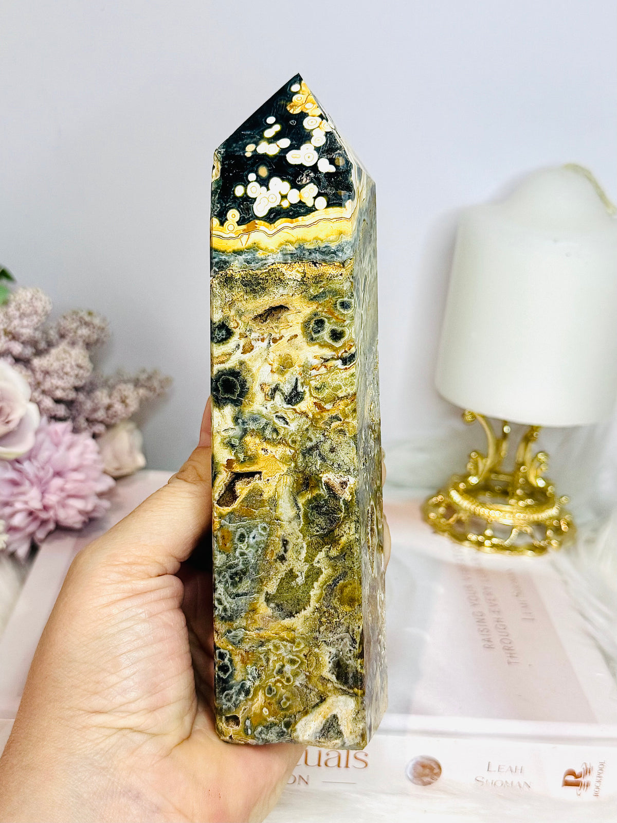 Large Orbicular Ocean Jasper Druzy Tower 18cm 531g
